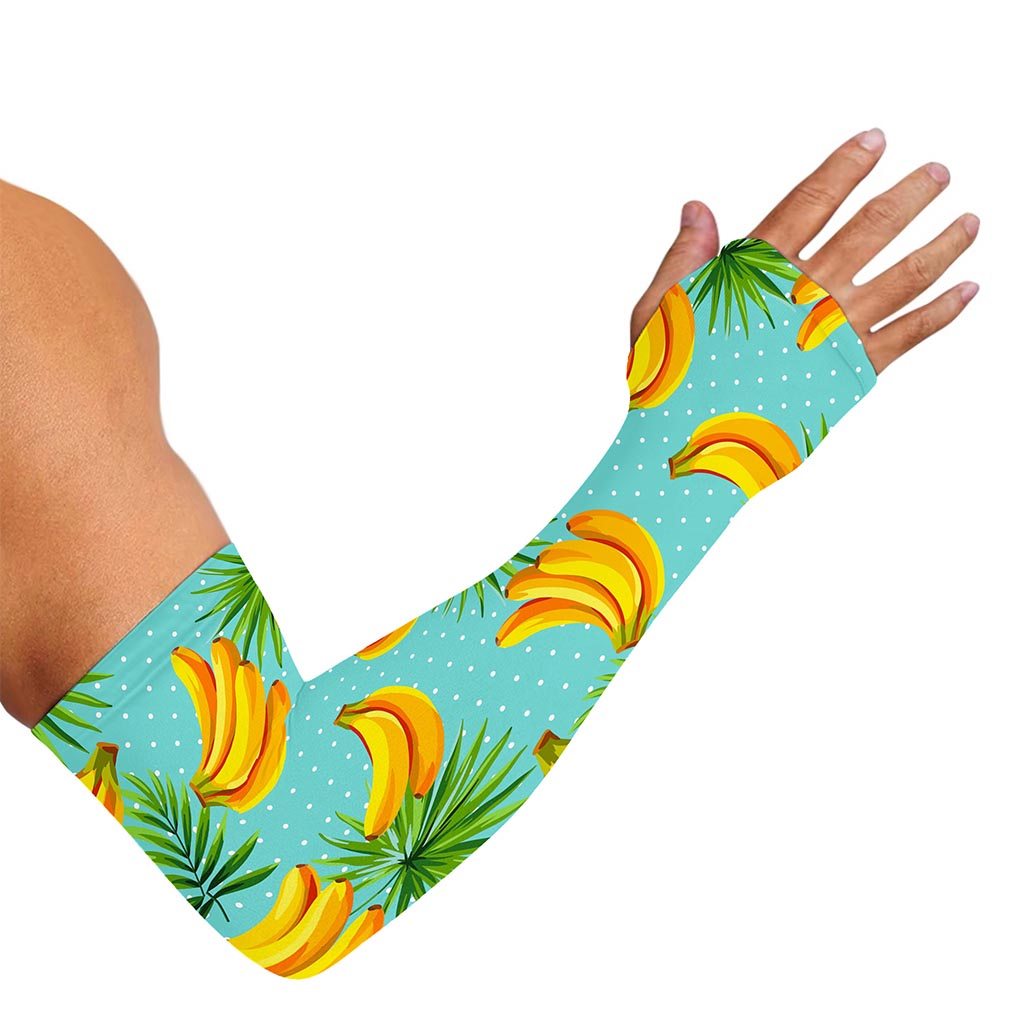 Banana Palm Leaf Pattern Print Sun Protection Arm Sleeves