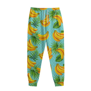 Banana Palm Leaf Pattern Print Sweatpants