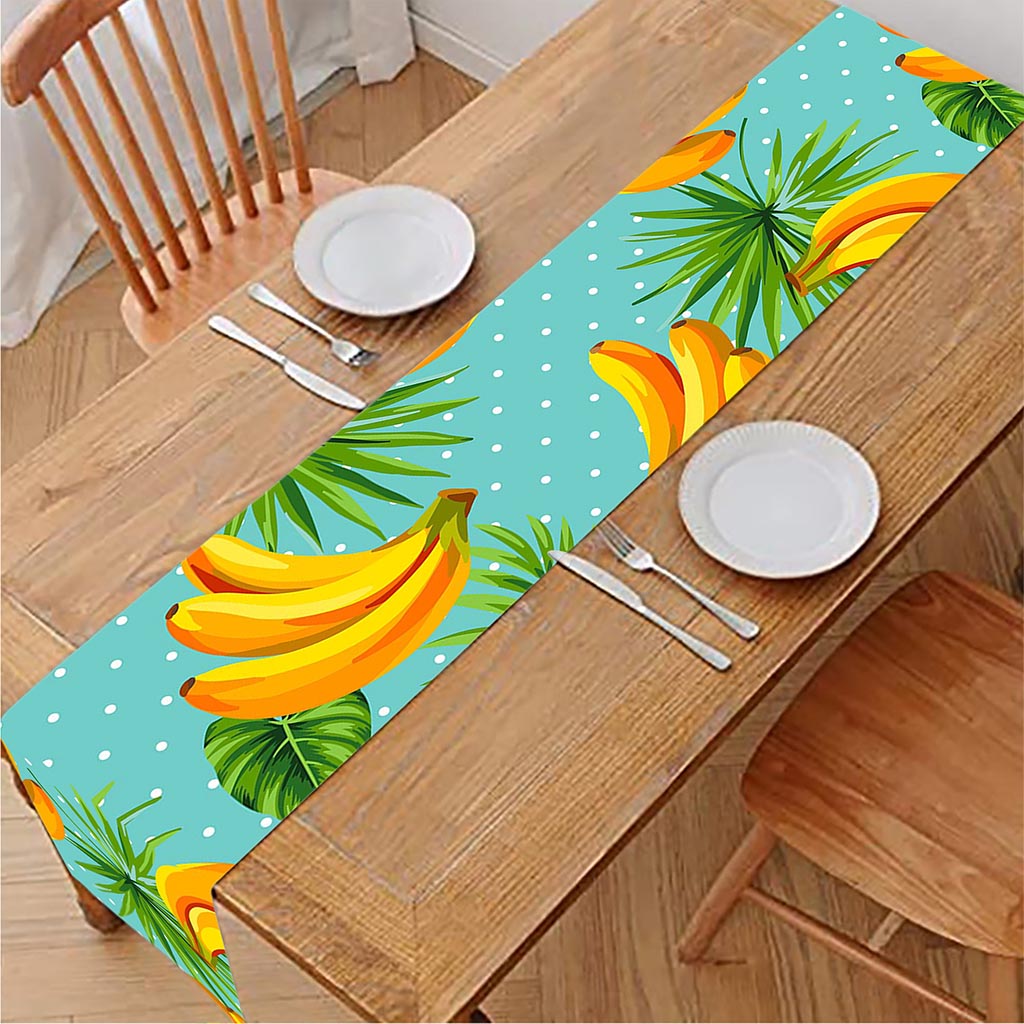 Banana Palm Leaf Pattern Print Table Runner