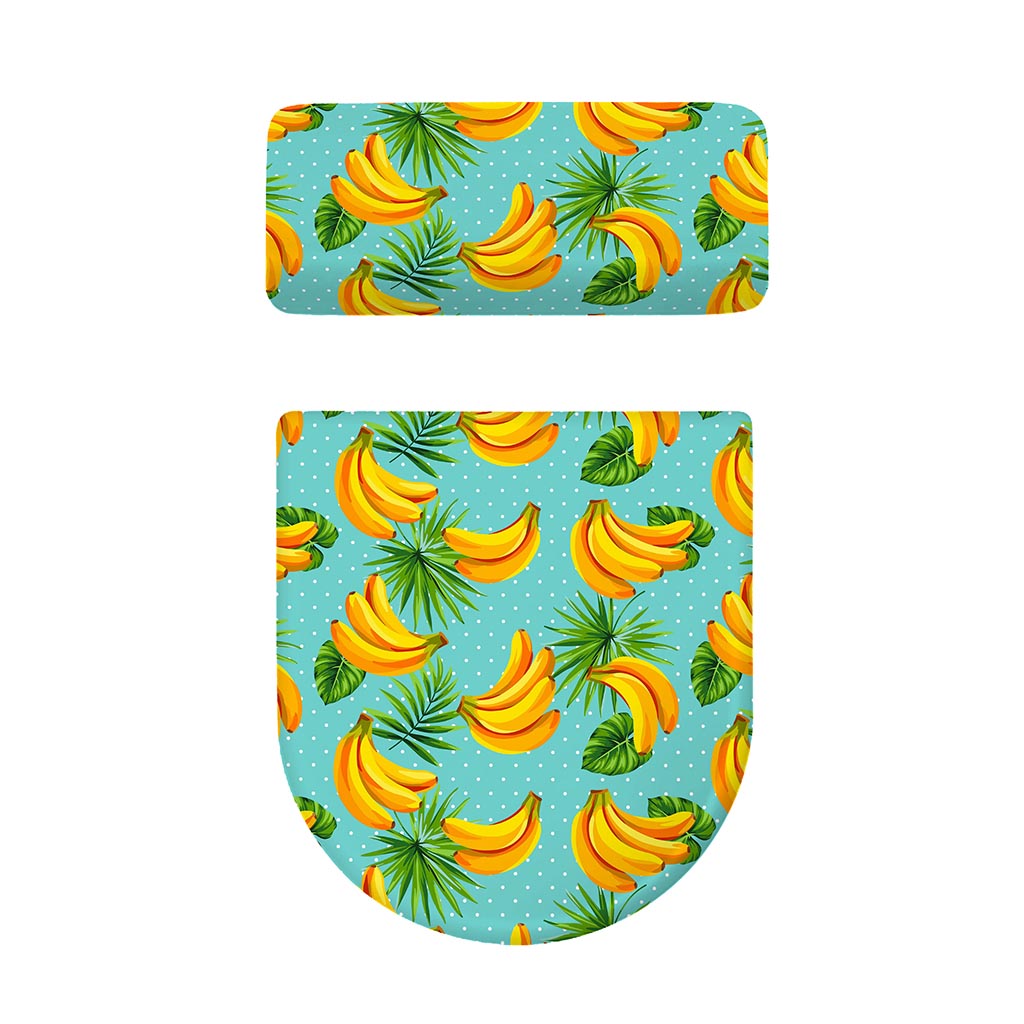 Banana Palm Leaf Pattern Print Toilet Lid And Tank Cover Set