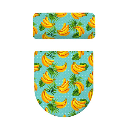 Banana Palm Leaf Pattern Print Toilet Lid And Tank Cover Set