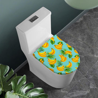 Banana Palm Leaf Pattern Print Toilet Lid Cover