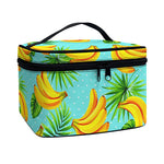 Banana Palm Leaf Pattern Print Travel Makeup Bag