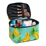 Banana Palm Leaf Pattern Print Travel Makeup Bag