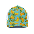 Banana Palm Leaf Pattern Print White Mesh Trucker Hat
