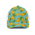 Banana Palm Leaf Pattern Print White Mesh Trucker Cap
