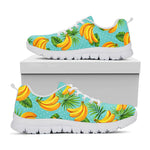 Banana Palm Leaf Pattern Print White Running Shoes