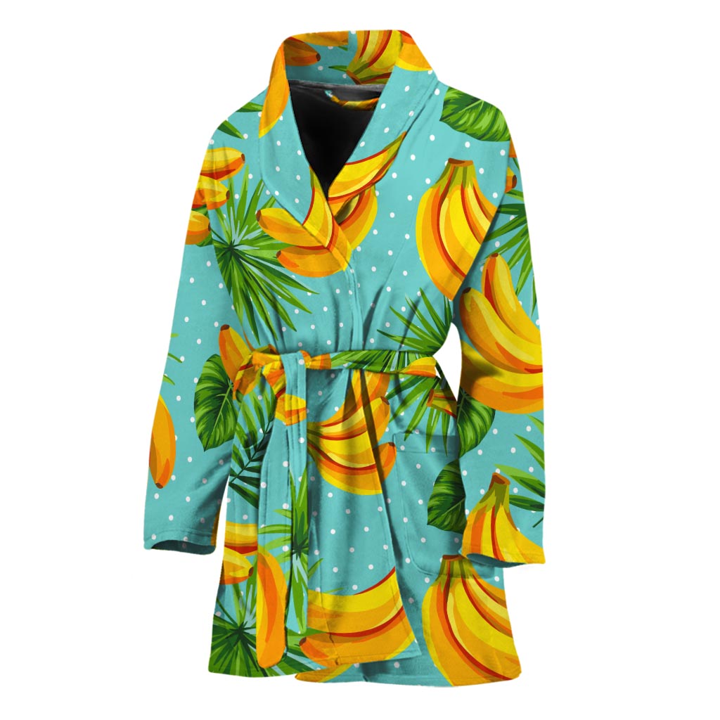 Banana Palm Leaf Pattern Print Women's Bathrobe