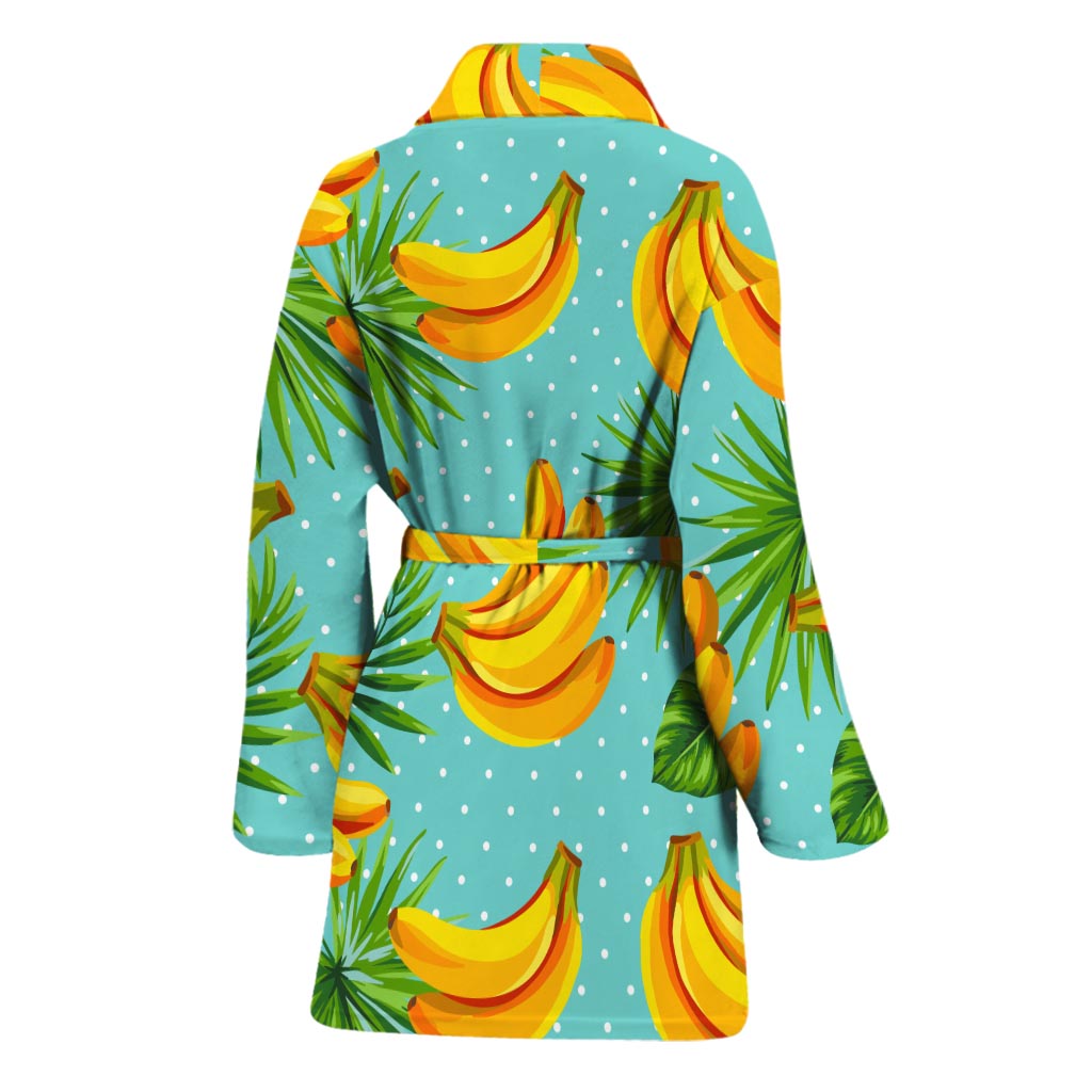 Banana Palm Leaf Pattern Print Women's Bathrobe