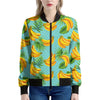 Banana Palm Leaf Pattern Print Women's Bomber Jacket