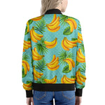 Banana Palm Leaf Pattern Print Women's Bomber Jacket