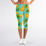 Banana Palm Leaf Pattern Print Women's Capri Leggings