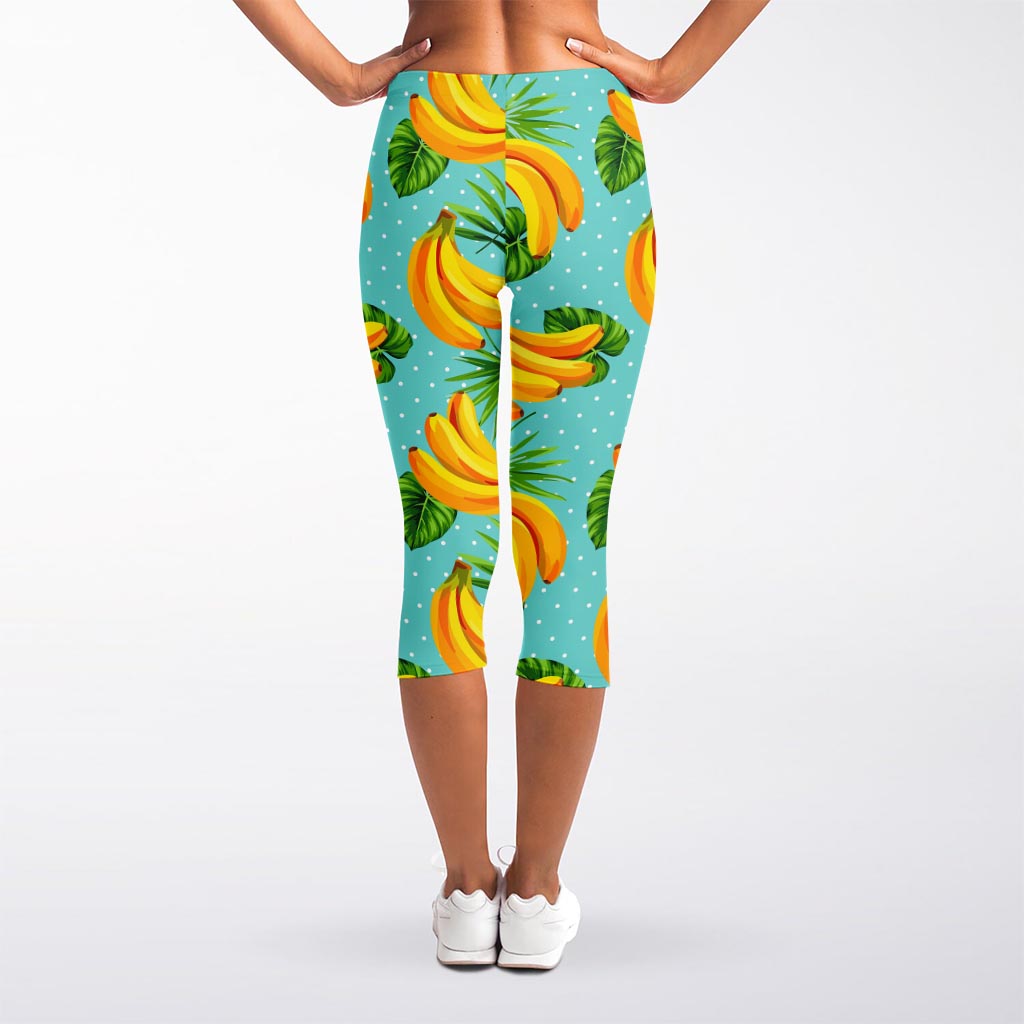 Banana Palm Leaf Pattern Print Women's Capri Leggings