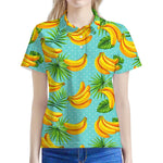 Banana Palm Leaf Pattern Print Women's Polo Shirt