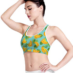 Banana Palm Leaf Pattern Print Women's Sports Bra