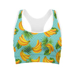 Banana Palm Leaf Pattern Print Women's Sports Bra