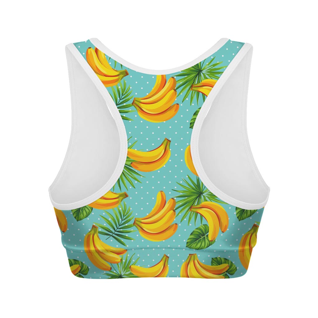 Banana Palm Leaf Pattern Print Women's Sports Bra