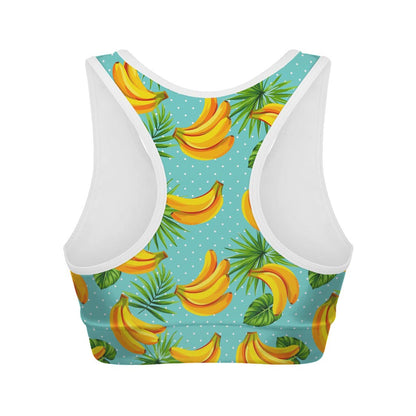 Banana Palm Leaf Pattern Print Women's Sports Bra