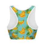 Banana Palm Leaf Pattern Print Women's Sports Bra