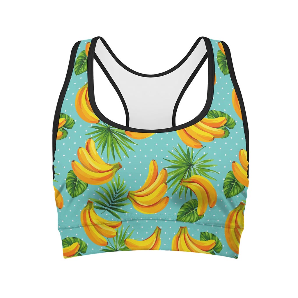 Banana Palm Leaf Pattern Print Women's Sports Bra