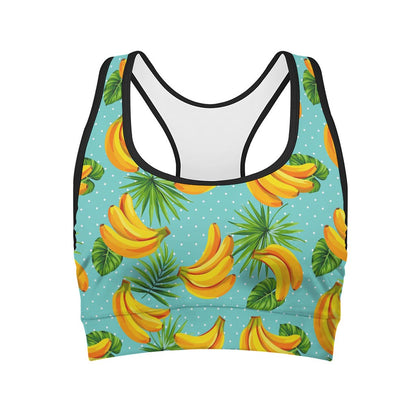 Banana Palm Leaf Pattern Print Women's Sports Bra