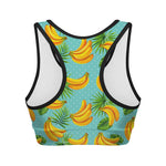Banana Palm Leaf Pattern Print Women's Sports Bra