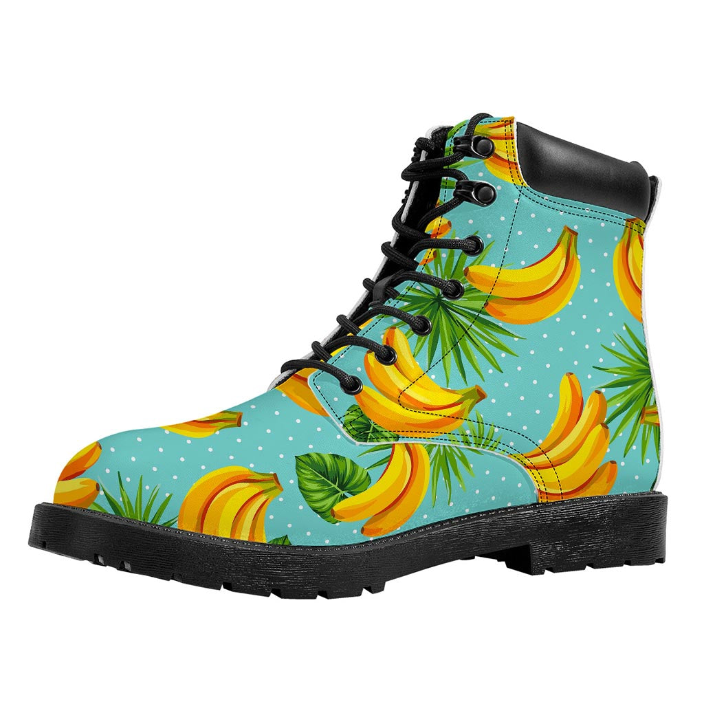 Banana Palm Leaf Pattern Print Work Boots