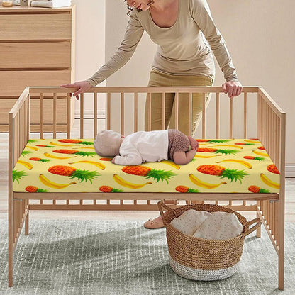 Banana Pineapple Pattern Print Baby Crib Sheet