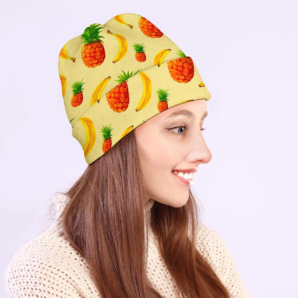 Banana Pineapple Pattern Print Beanie