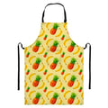 Banana Pineapple Pattern Print Bib Apron With Pocket