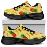 Banana Pineapple Pattern Print Black Chunky Shoes
