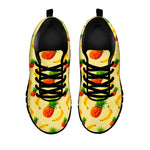 Banana Pineapple Pattern Print Black Running Shoes