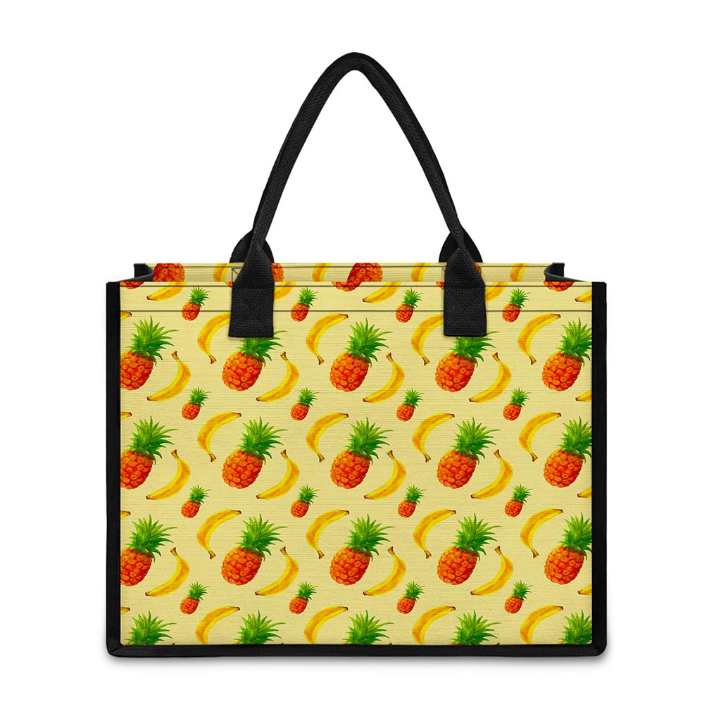 Banana Pineapple Pattern Print Canvas Tote Bag