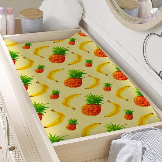 Banana Pineapple Pattern Print Changing Pad Cover