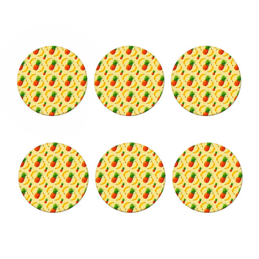 Banana Pineapple Pattern Print Coaster Set