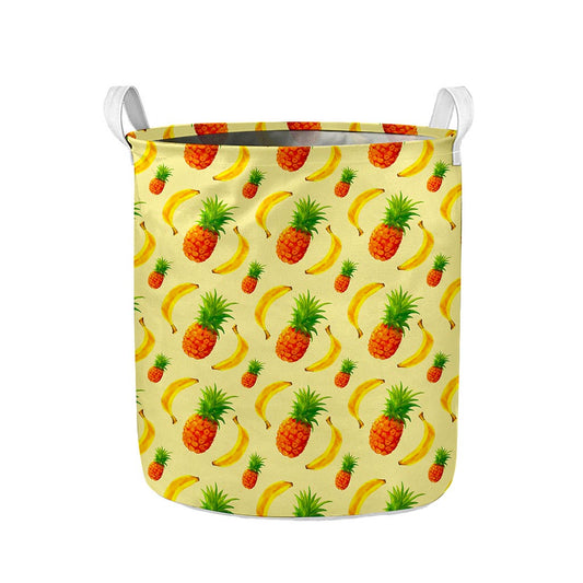 Banana Pineapple Pattern Print Collapsible Laundry Basket