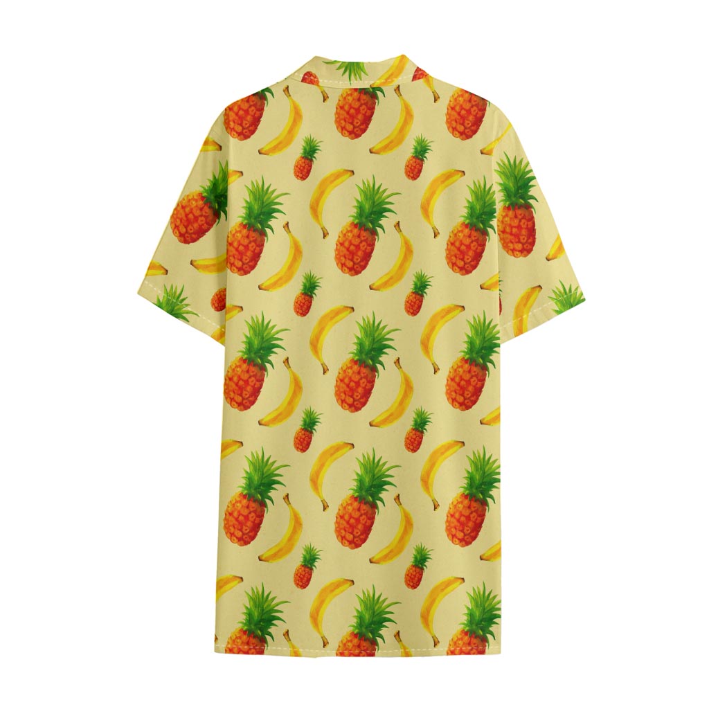 Banana Pineapple Pattern Print Cotton Hawaiian Shirt
