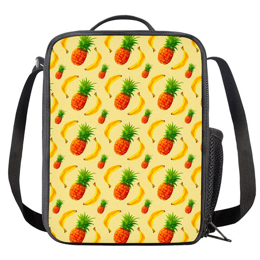 Banana Pineapple Pattern Print Crossbody Lunch Bag
