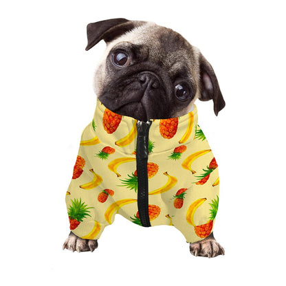 Banana Pineapple Pattern Print Dog Zip Up Jacket