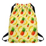 Banana Pineapple Pattern Print Drawstring Backpack