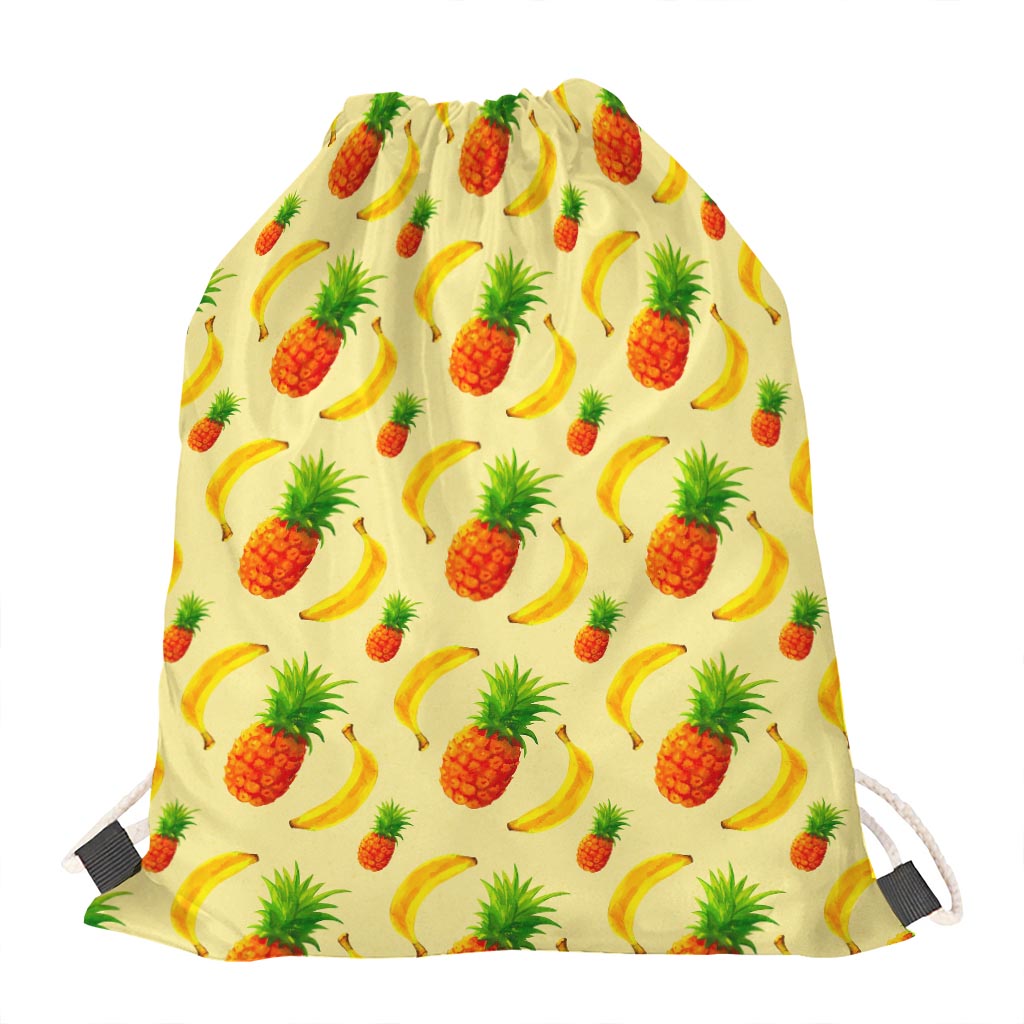 Banana Pineapple Pattern Print Drawstring Bag
