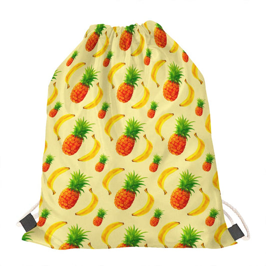 Banana Pineapple Pattern Print Drawstring Bag