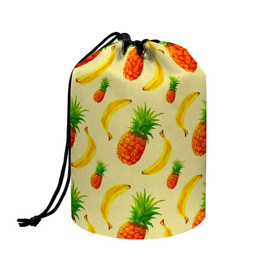 Banana Pineapple Pattern Print Drawstring Makeup Bag