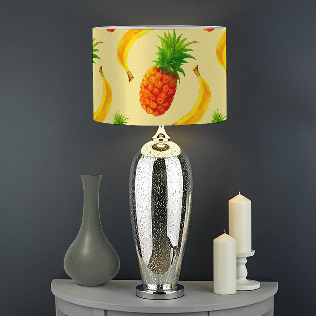 Banana Pineapple Pattern Print Drum Lamp Shade