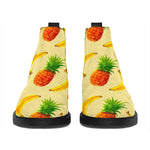 Banana Pineapple Pattern Print Flat Ankle Boots