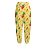 Banana Pineapple Pattern Print Fleece Lined Knit Pants