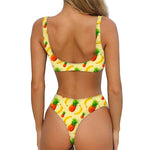 Banana Pineapple Pattern Print Front Bow Tie Bikini