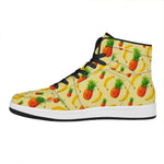 Banana Pineapple Pattern Print High Top Leather Sneakers