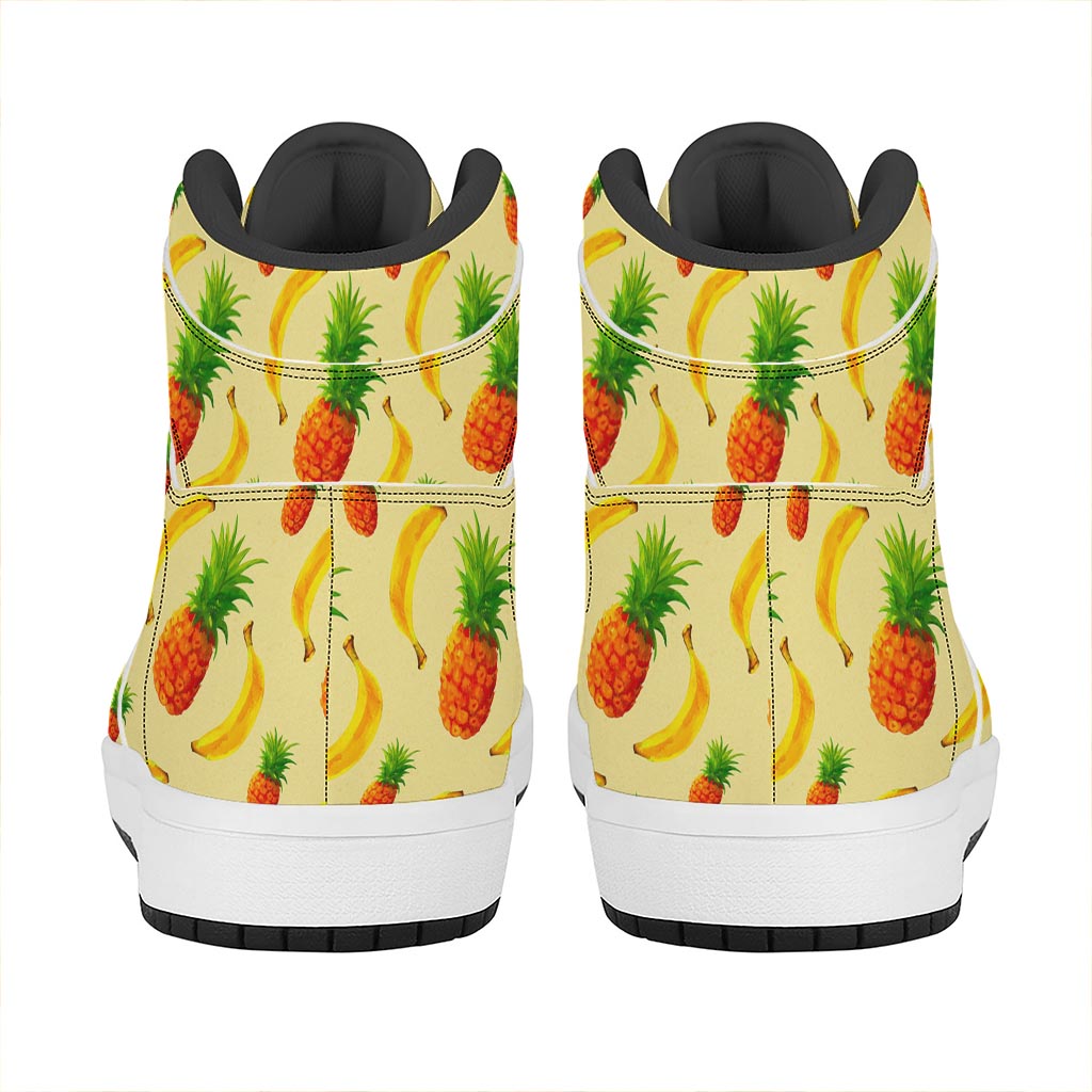 Banana Pineapple Pattern Print High Top Leather Sneakers