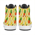 Banana Pineapple Pattern Print High Top Leather Sneakers